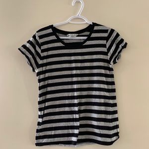Black and Grey Striped Short Sleeve Tee